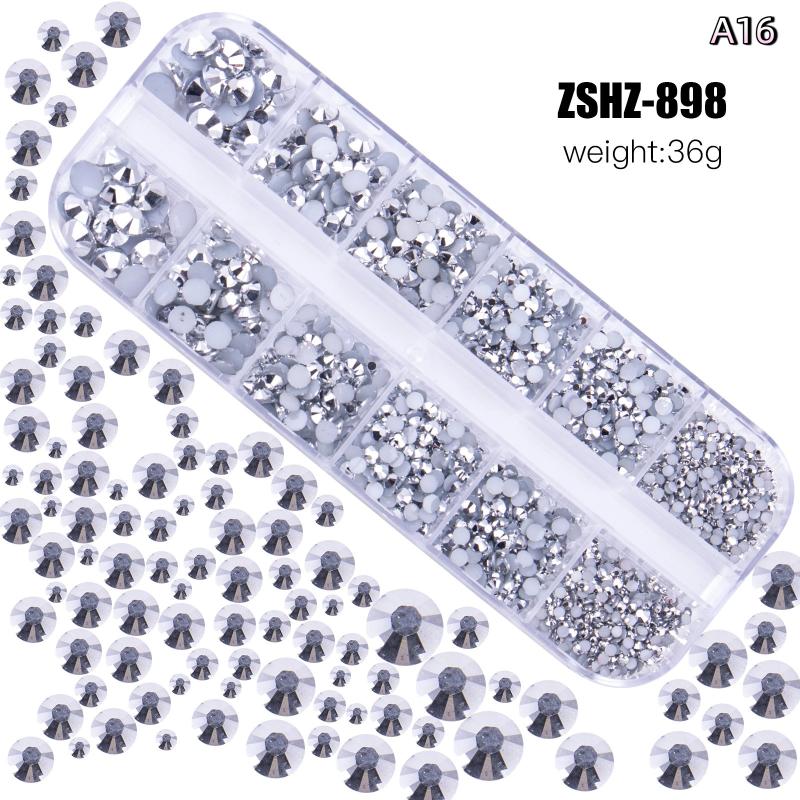 

12Grids Box Mix Nail Art Rhinestone Nail Beads Ab Crystal Flatback Jewelry Gems With Storage Organizer For Multicolour Nail Art A16