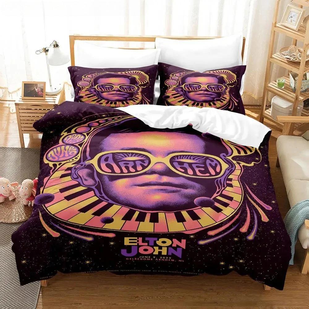 Elton John FAREWELL Yellow Brick Road Bedding Set Single Twin Full Queen King Size Bed Set Aldult Kid Bedroom Duvetcover Set