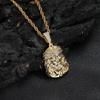 European and American Necklaces Male Retro Human Head Pendant Slightly Inlaid Zircon Pendant Mini Hip-hop Jewelry