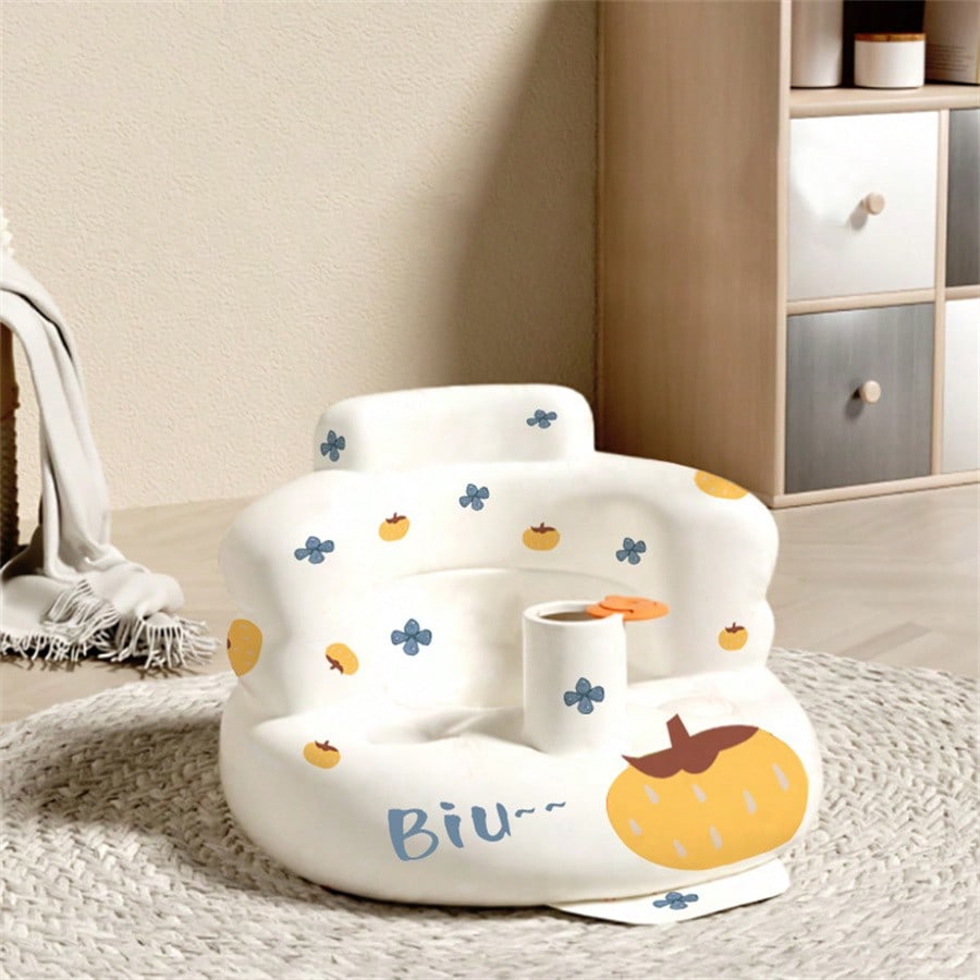 1pc Inflatable Baby Sofa Chair With Dining Table, Portable Folding Baby Learning Seat With Built-In Air Pump