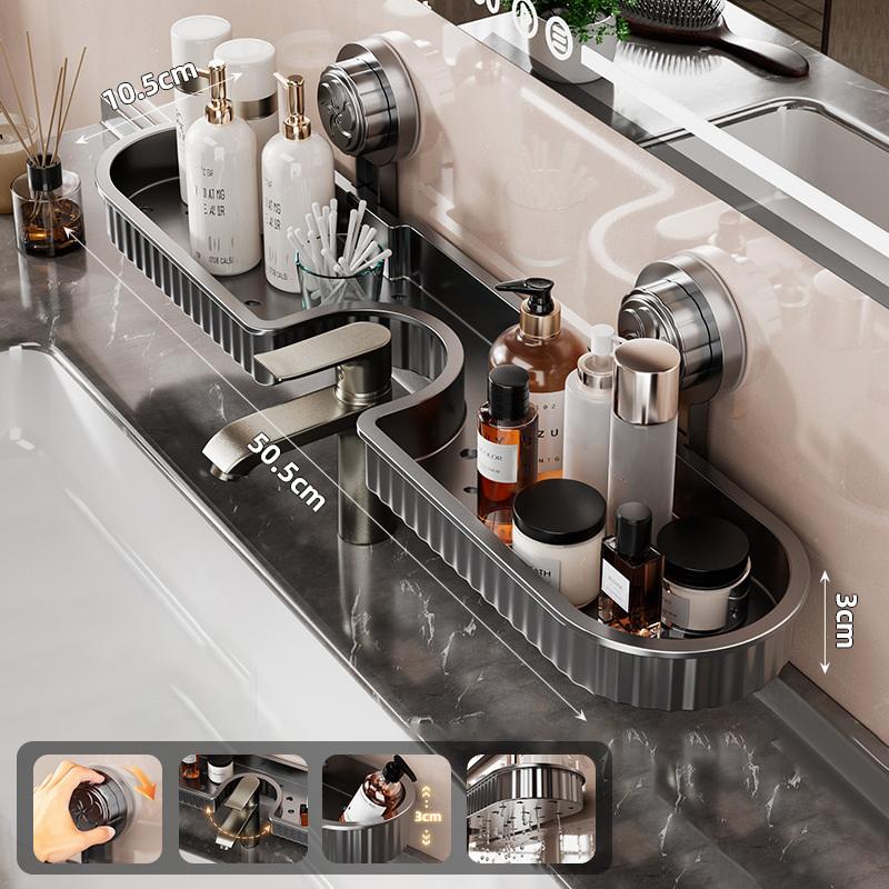 1 szt. Domowa przyssawka Półka do zlewu Bez wiercenia Montowana na ścianie Organizer na odpływ kranu Uniwersalne modele kranów