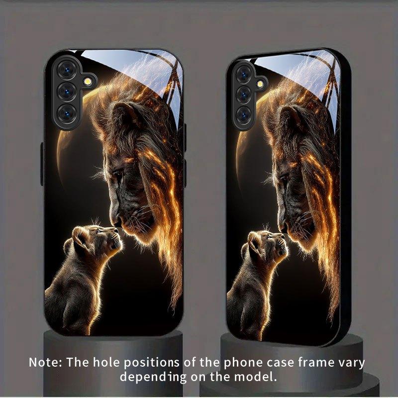 Jin Daxiao Löwenmuster Glas Handyhülle geeignet für Samsung Galaxy S26 S25 S24 S22 S21 S20FE/Ultra/Plus Anti-Drop-Rückabdeckung