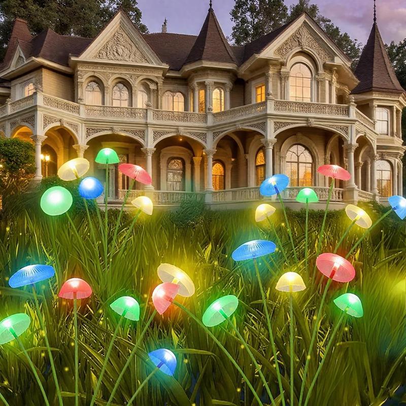 6LED/8LED/10LED Solar Mushroom Lights Outdoor Waterproof Garden Decor, 4-Color Landscape Lighting for Patio Lawn, Starlight Bulbs Ideal Gift
