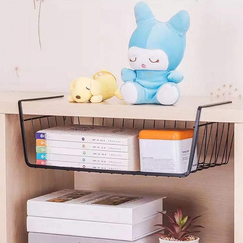 1Pcs Under Table Cabinet Storage Rack Small/Large Hanging Mesh Basket Kitchen Organizer Shelf