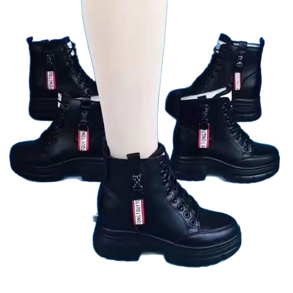 Popular Soft Leather Non-slip Snow Boots Women's 2025 New Winter Velvet Thickened Warm Martin Boots Platform Cotton Shoes