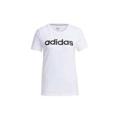 Neo Linear Logo Print Round Neck Casual Sport T-Shirt Women Tops White GP7139