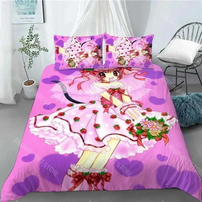 3D Print Tokyo Mew Mew Anime Kawaii Girls Bedding Set Duvet Cover Bedclothes Comforter Cover With Pillowcase For Kid Home