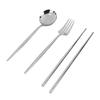 Portable Cutlery Set Stainless Steel Tableware Anti Corrosion Non Slip Anti Fading Chopsticks Spoon for Outdoor