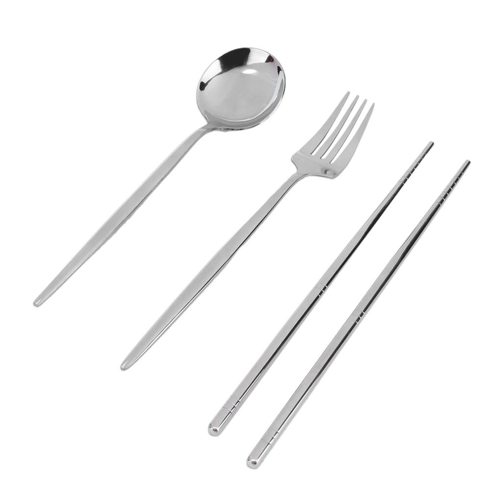 Portable Cutlery Set Stainless Steel Tableware Anti Corrosion Non Slip Anti Fading Chopsticks Spoon for Outdoor
