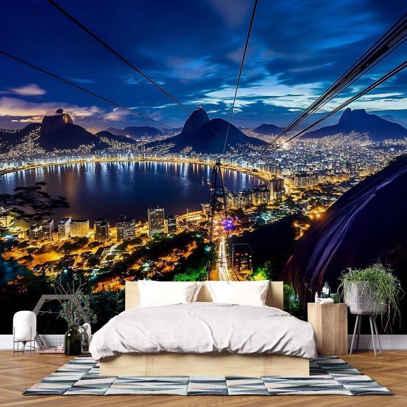 Rio de Janeiro night view tapestry 75x100 чёрный