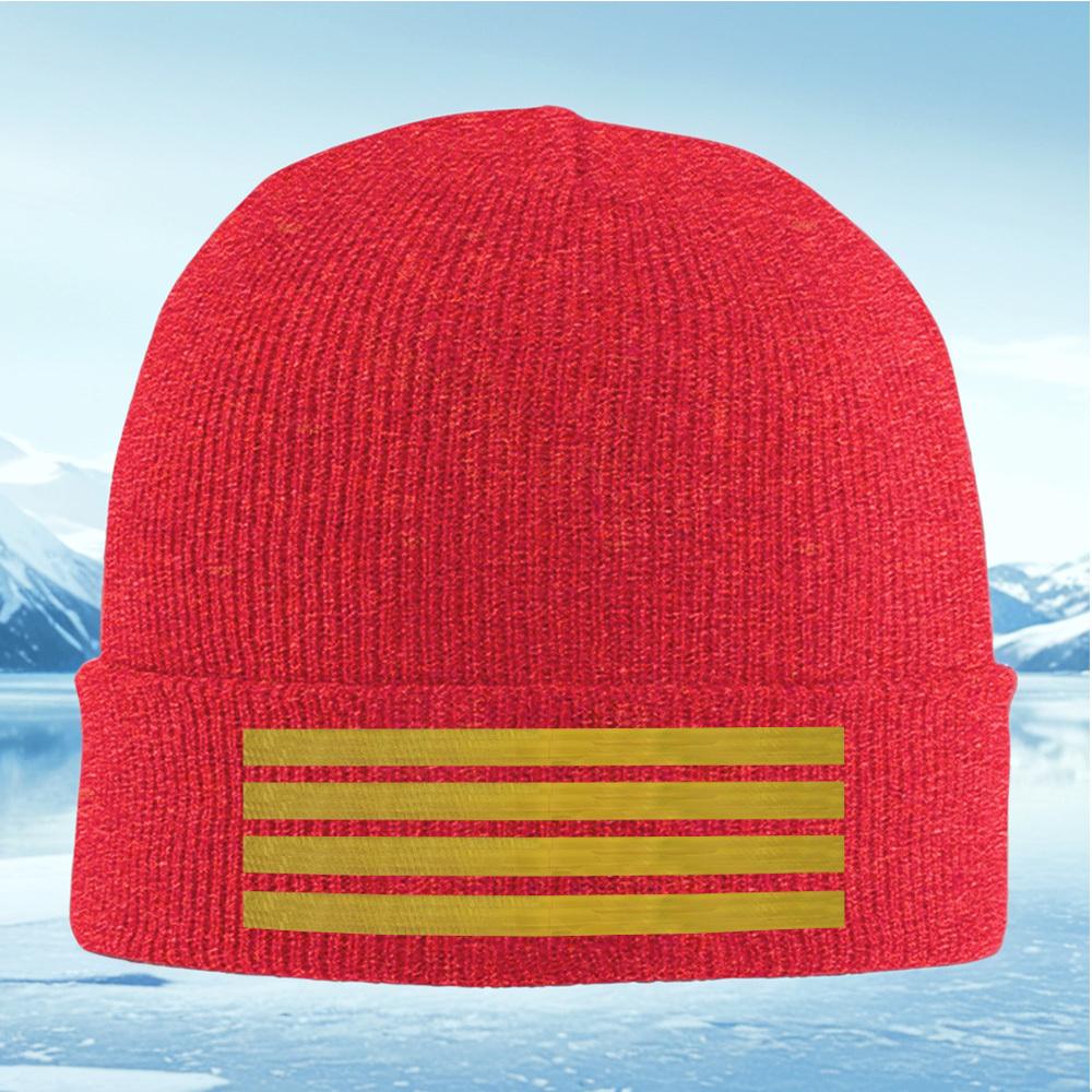 Striped Textured Golden Design Men Women Unisex Knitted Hat Beanie Pullover Cap Winter Thermal Warm Christmas Outdoor Cycling Hi