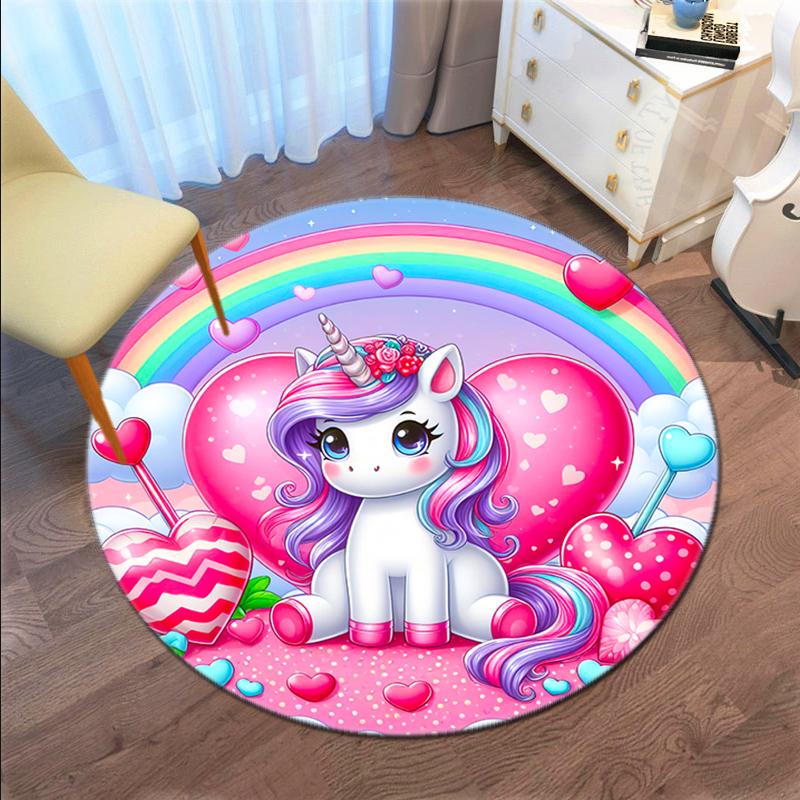 1PC cute cartoon unicorn Pattern printed Carpet Rug for Living Room Bedroom Home Sofa Decoration,Non-slip Floor Mat Floor mat