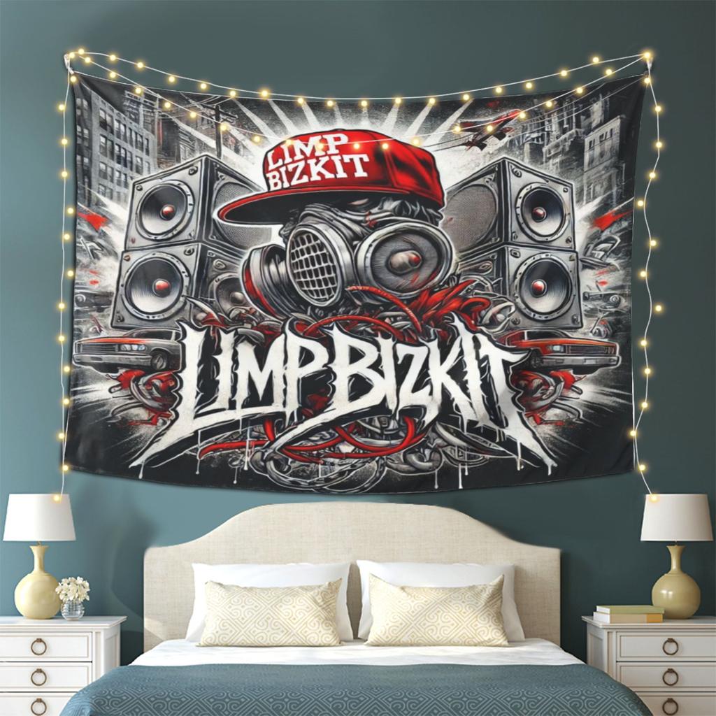 Limp Bizkit Urban Art Tapestry  Celebrating Rock Band with Bold Graffiti Design Perfect for Bedroom and Living Room Decoration