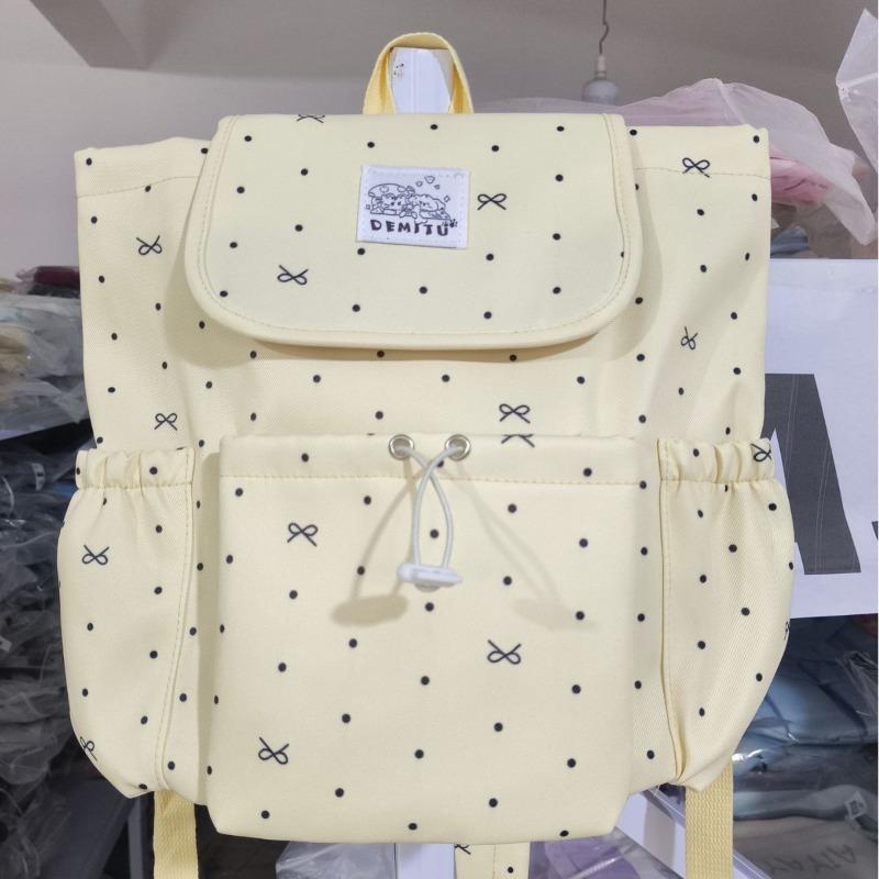 Bow polka dot strap backpack female college style college student commuting schoolbag niche leisure travel small backpack