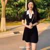Black Polo Dress Children's Summer New Small Man Coffee Break French Hepburn Style Temperament Small Black Dress