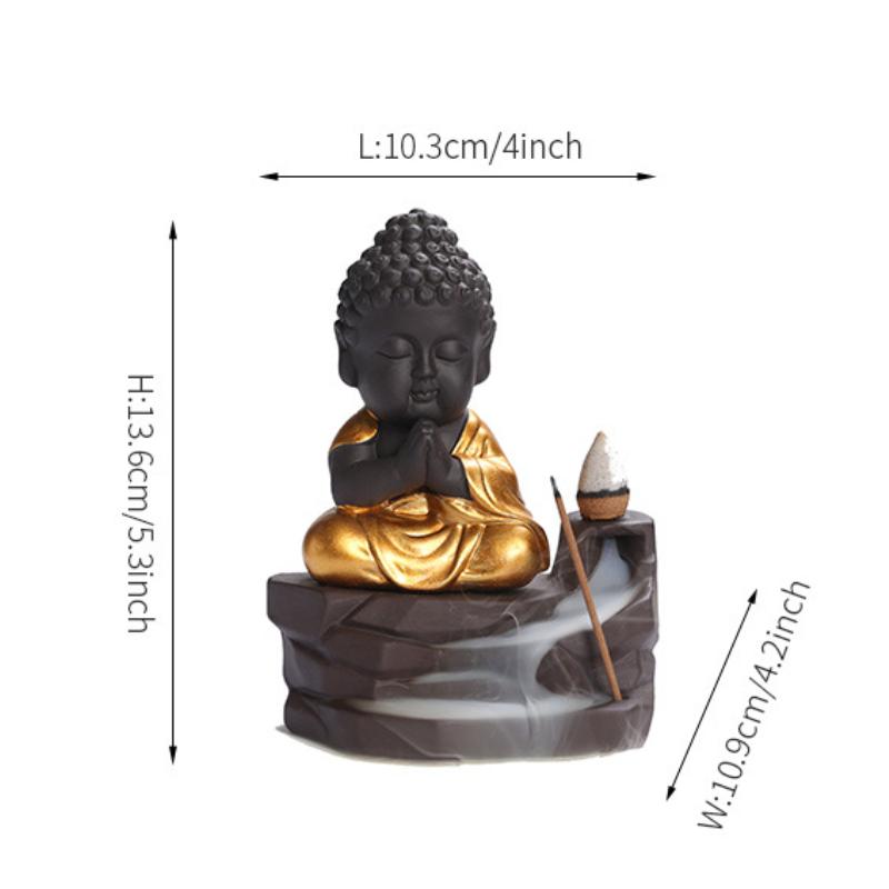 1pc Zen Incense Buddha Waterfall Backflow Incense Burner Incense Stick Holder Home Ornament Decor Zen Decor Tea Pet -No Incense