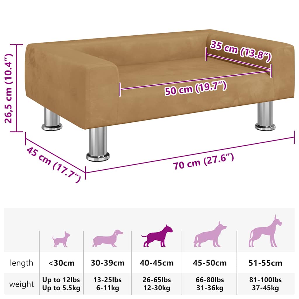 Dog Bed Brown 70x45x26.5 Cm Velvet