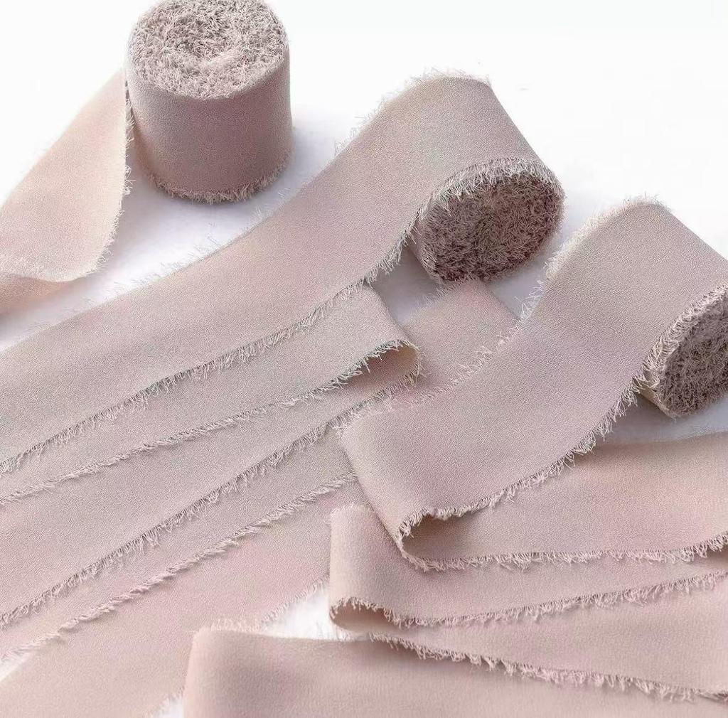 Hand-Torn Raw Edge Chiffon Ribbon Bouquet Streamer for Wedding Flowers
