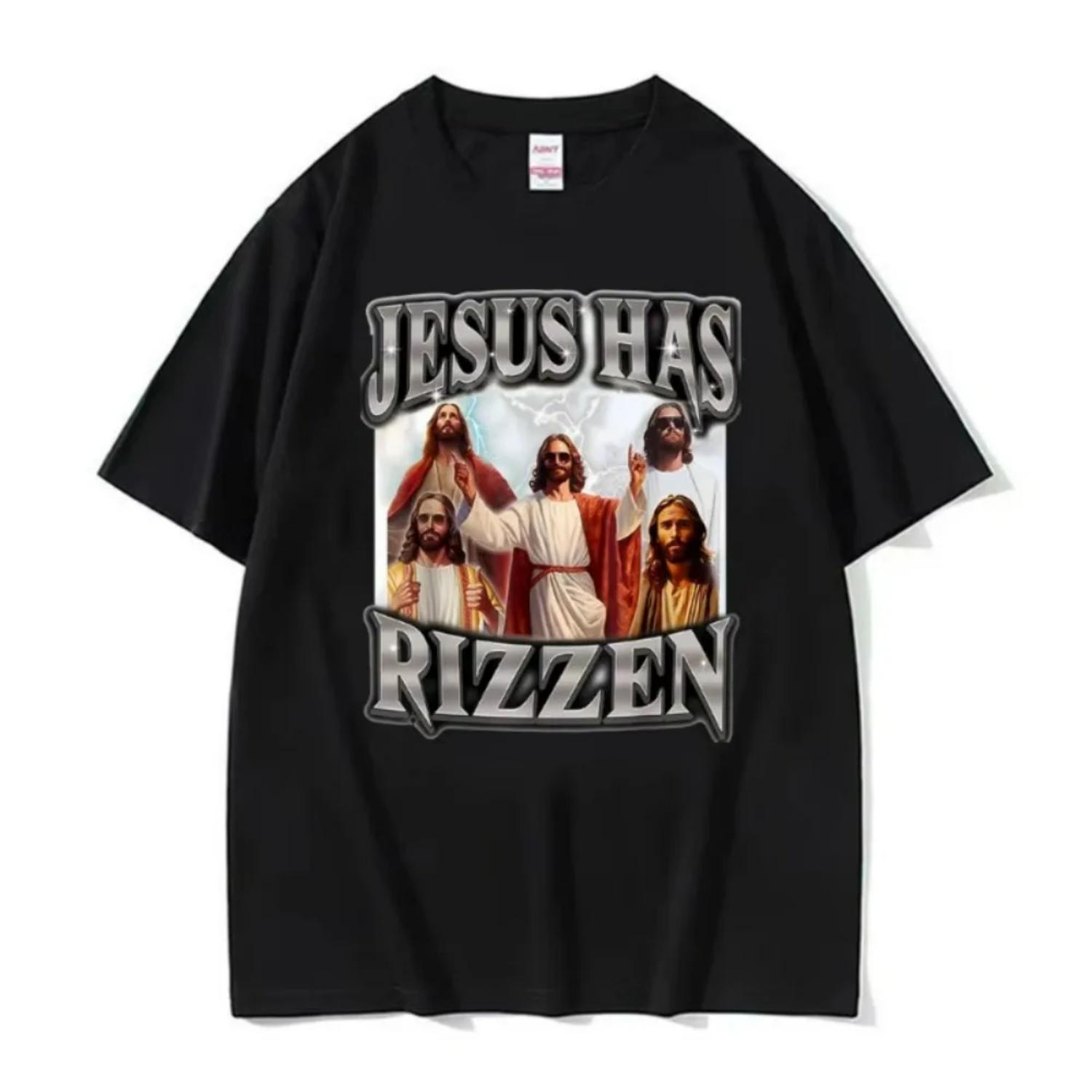 

Jesus Has Rizen Shirt Print T Shirts Men Women Oversized Classic T-shirts Fashion High Quality Gothic Clothes T-shirt Streetwear S чёрный