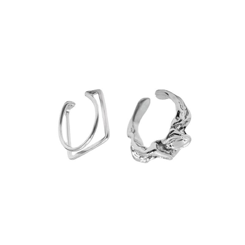 Korean Style S925 Silver Plated Irregular Double Layer Open Finger Ring for Women
