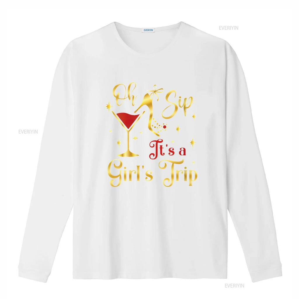 Womens Oh Sip Its A Girls Trip T Shirt Fun Wine Par Women S  for Trendy Look Vintage Washed Graphic Casual