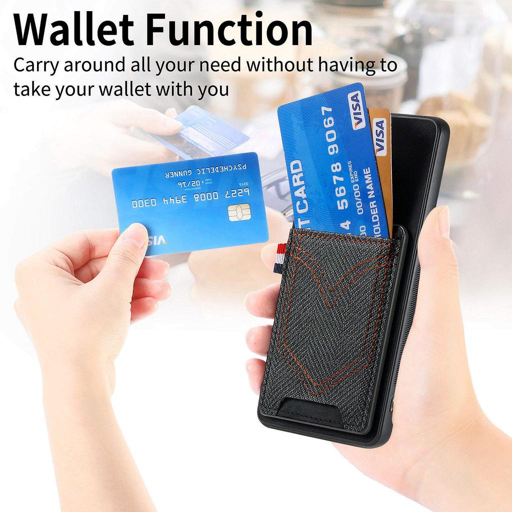 Phone Case For Xiaomi Redmi 15C 4G (EU) (173mm)/15C 5G (EU) (173mm) Retro Jean Cloth Texture Leather Back Cover with Card Holder