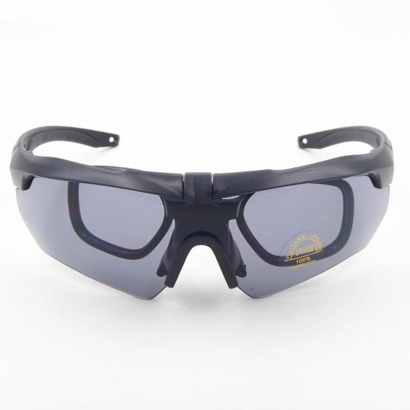 Tactical Safety Goggles Archery Cycling Outdoor Sports Anti-Impact Eyewear With Interchangeable Lenses Black