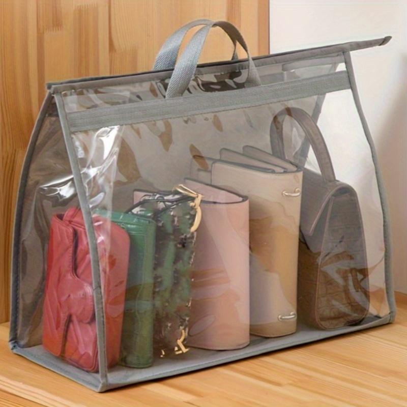 

Clear PVC Handbag Organizer with Zippered Bottom - Dustproof & Moisture-Proof Hanging Storage Bag for Bedroom and Wardrobe, Light Grey серый