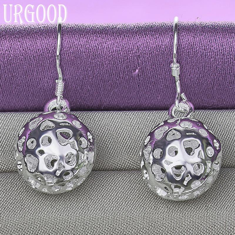 925 prata esterlina lindo padrão bola pingente brincos presente joias da moda