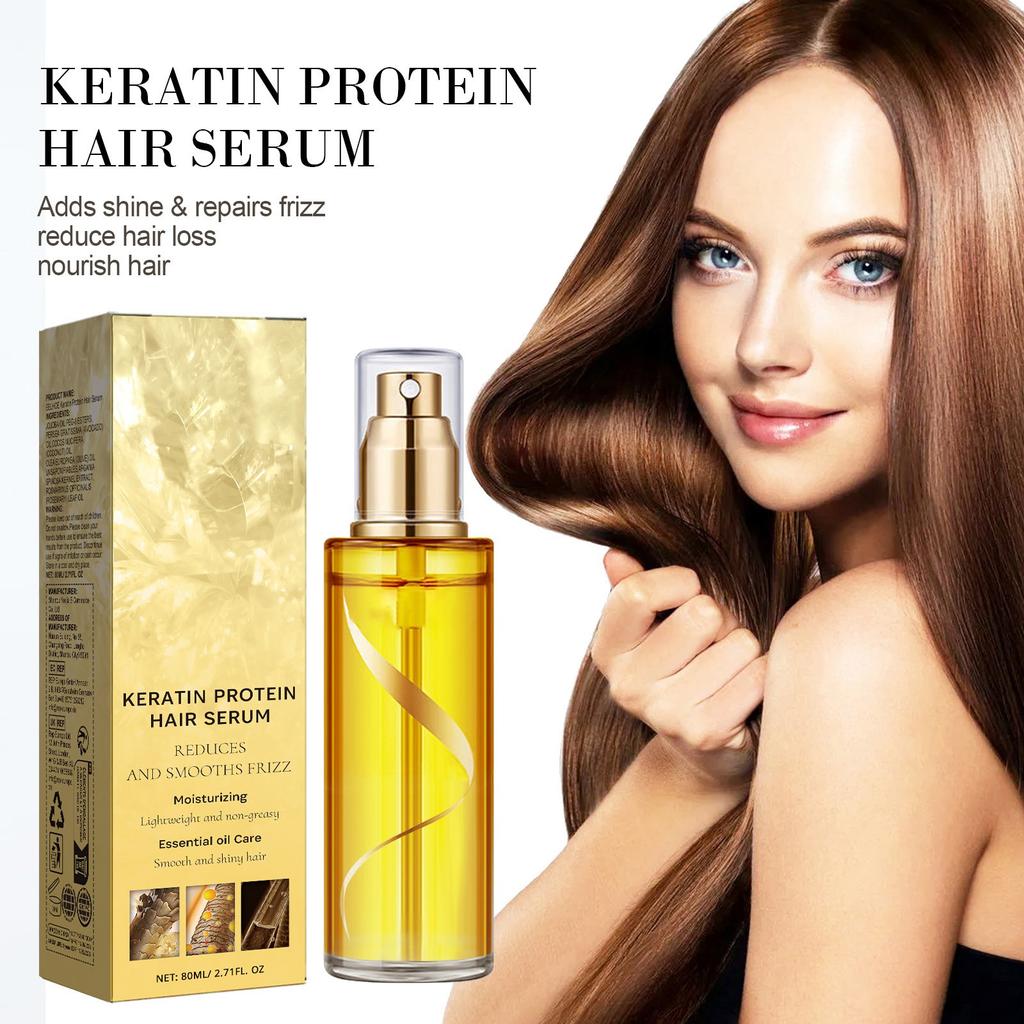 Keratin Haarserum, 2,71 fl oz, Natürliche Pflanzenextrakte, Anti-Frizz Pflegendes Haar(80ml)