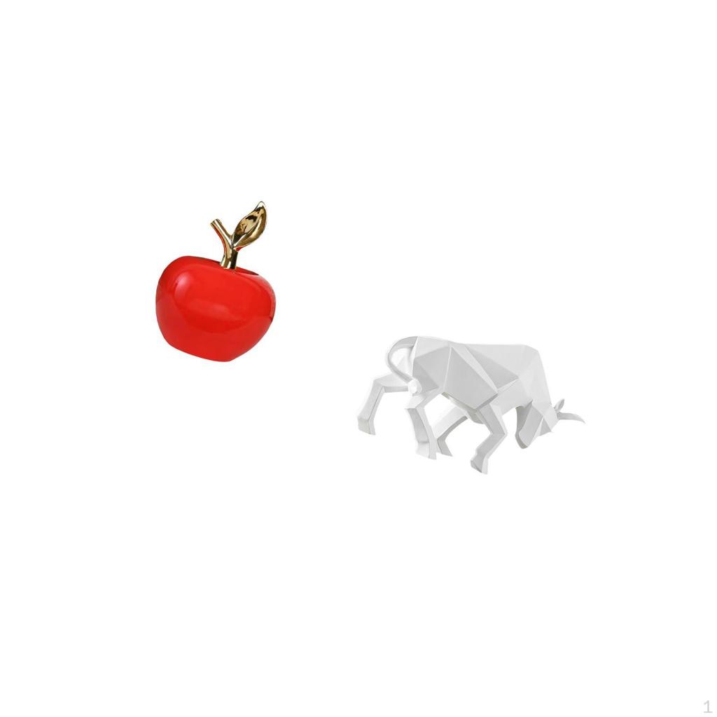 Ceramic Fruit Bull Sculpture Modern Abstract Figurine for Home Cafe Office Entryway Tabletop Desk