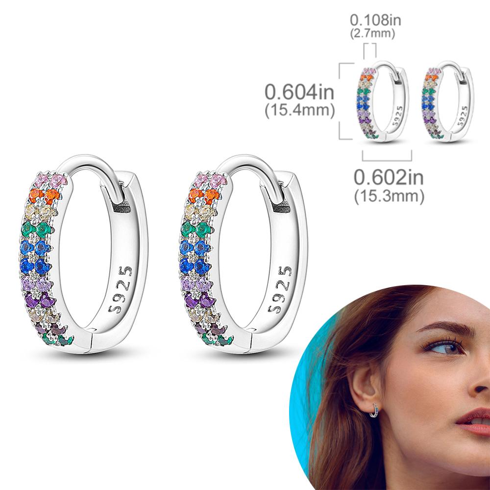 Silverfärgad U-formad dubbelbåge örhängen Cz Cubic Zircon Sparkling Pave Stud örhängen för kvinnor Mode smycken present