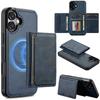 For iPhone 16 Plus Magnetic Phone Case Leather Back Cover with Detachable Card Holder