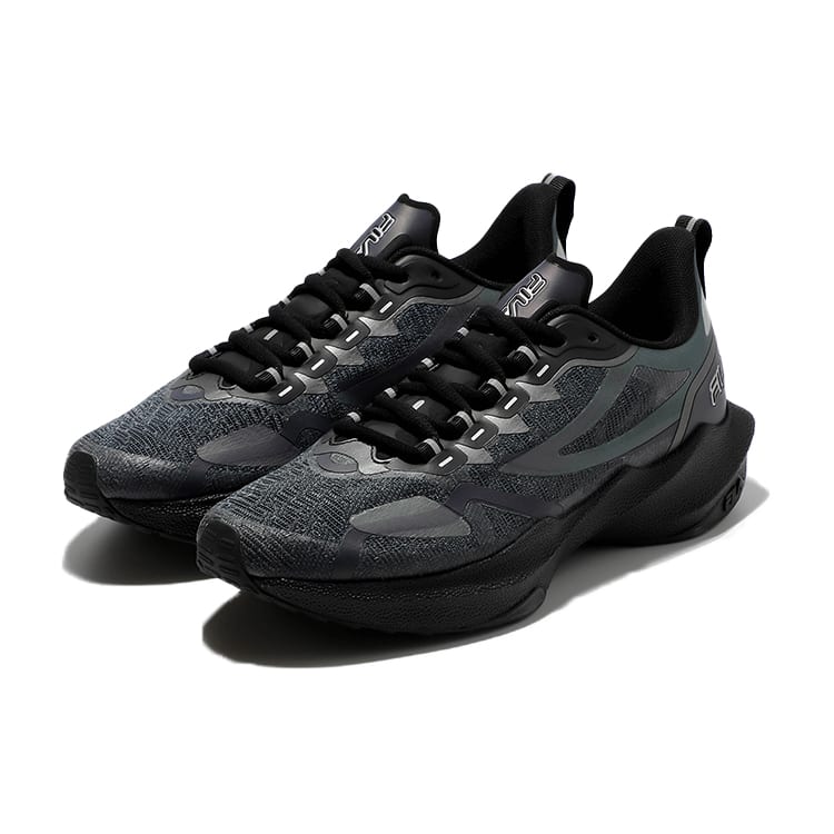 BTS x FILA Textil, Synthetikleder Niedrig geschnitten Freizeit Laufschuhe Unisex Schwarz Grau Koreanischer Stil 1RM01671D_001