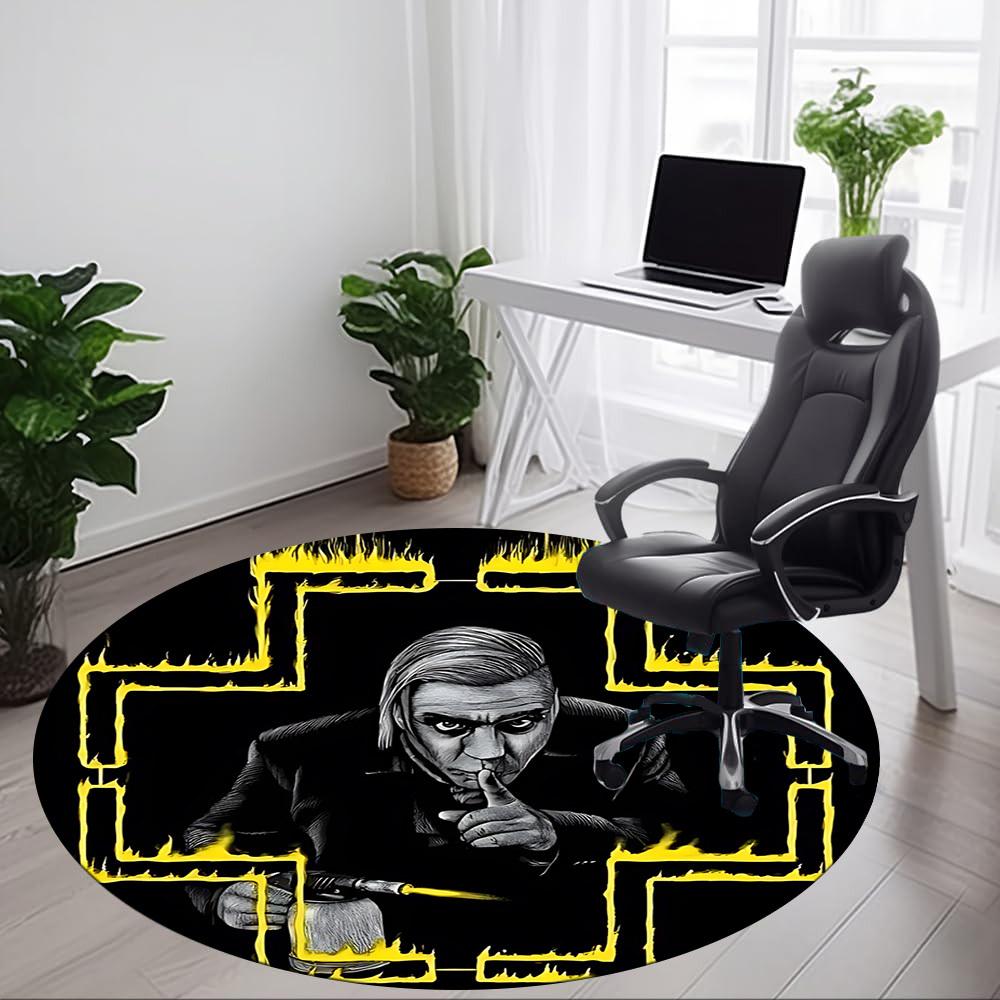 1PC Rammstein Office Round Rug, Non-slip, Soft and Durable Office Rug for Interior Decoration, Perfect for Office,yy250915007