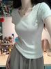 Korean Style Pure Cotton U-Neck Slim Fit Women's T-Shirt - New Summer Edition