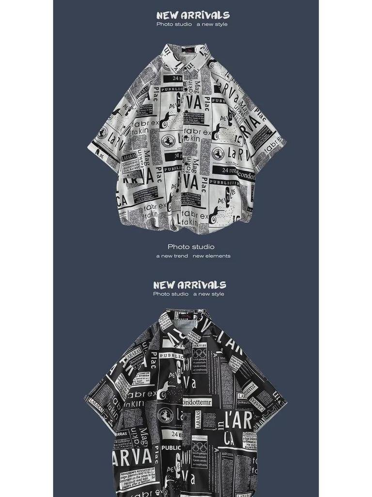 Camisa de Verano Coreana Retro Floral Holgada para Pareja - Top de Manga Corta para Hombre a la Moda