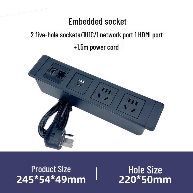 Multifunctional Embedded Desk & Bedside Power Strip with USB