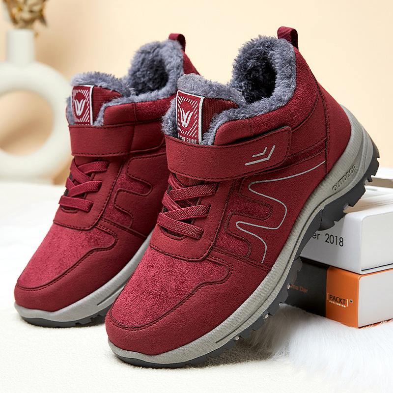 Schritte Schuhe Damen Herbst und Winter neu Schneestiefel Damenstiefel Fleece verdickte Kurzstiefel warme Mutterschuhe