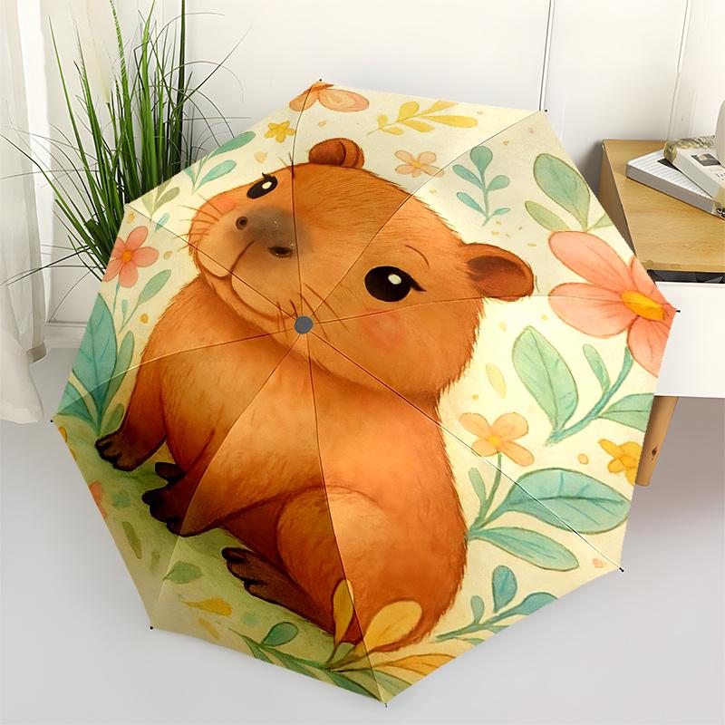 

Capybara Themed Travel Umbrella-8 Ribs Automatic Opening and Closing, Portable Folding Design, Compact and Stylish Umbrella Suitable for Out