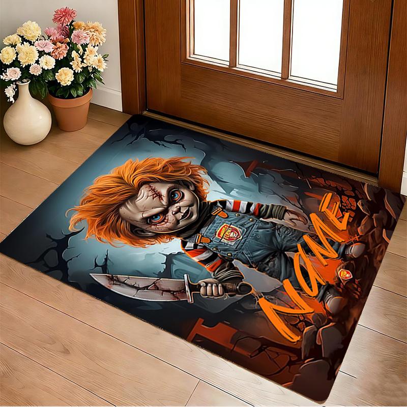 Personalized Name Horror Doll Living Room Non-Slip Area Rug Soft Carpet for Bedroom Playroom Sofa Office Home Decor Doormat