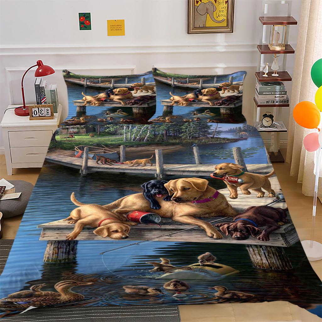 Bedding Set Cover Lion Dog Cat Comforter Duvet Cover Set Bedroom Decor Pillowcase