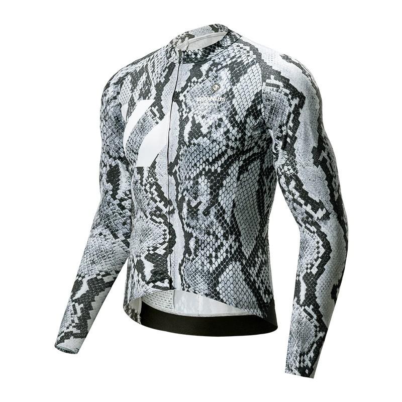 Velonuts Mens Long Sleeve Cycling Jersey Summer Breathable Quick-Dry Road Bike Top Dragon Scale Design