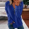 Long Sleeve Zipper Shirts For Women Stitching Print Graphic Tees Blouses Casual Tops Pullover
