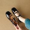 Fashion New Women's Genuine Leather, Sheepskin, Patent Leather, Crossed Loose Buckle with Low Heel Mary Jane Shoes, Single Shoe