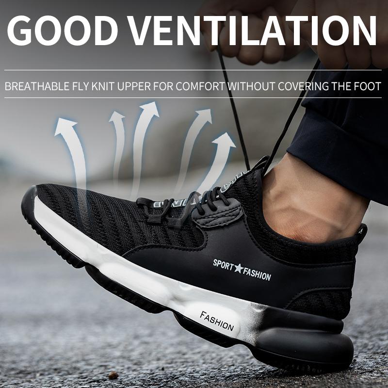 Lightweight Work Safety Shoes Men Women Steel Toe Shoes Plus Size Industrial Safety Boots Breathable Protective Work Sneakers