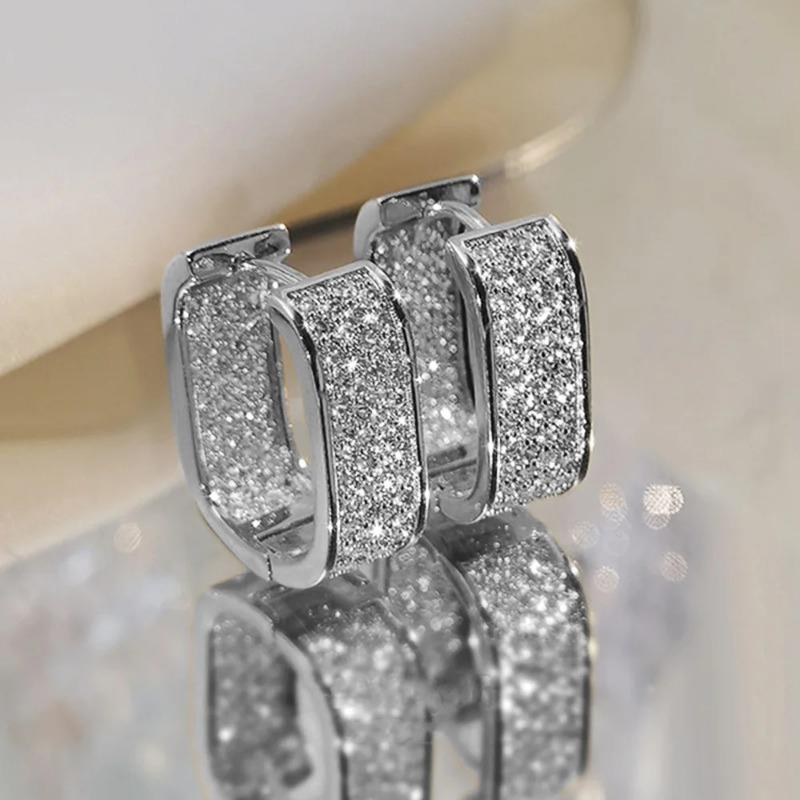 925 Sterling Silver Round Zircon Hoop Earrings For Women Simple Geometric Circle Earrings Party Wedding Jewelry Gifts