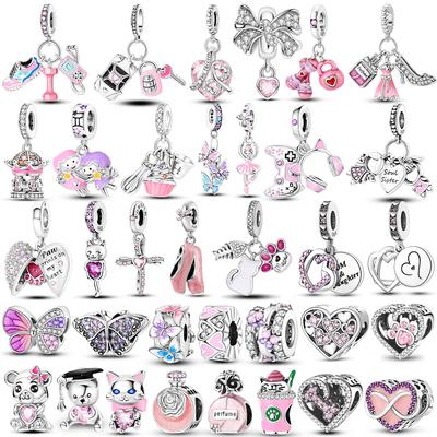 Charms Rosa Originali Carini Deliziosi Farfalla Ragazza Profumo Charms Pendenti Perline Adatti Bracciale Creazione Ciondoli Per Donna Gioielli Regalo