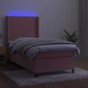 Vidaxl Łóżko Kontynentalne Z Materacem I Led, Różowy Aksamit 90X200 Cm