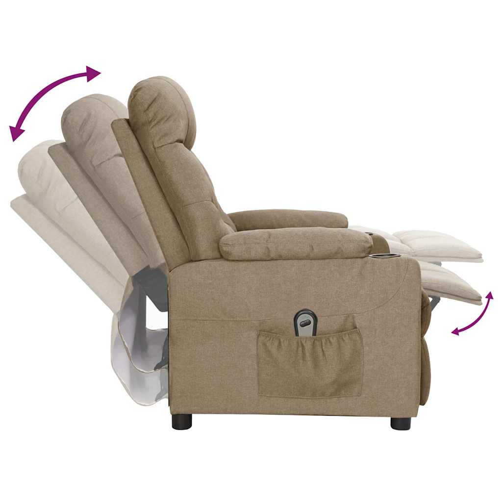 Electric Recliner Chair Taupe Fabric